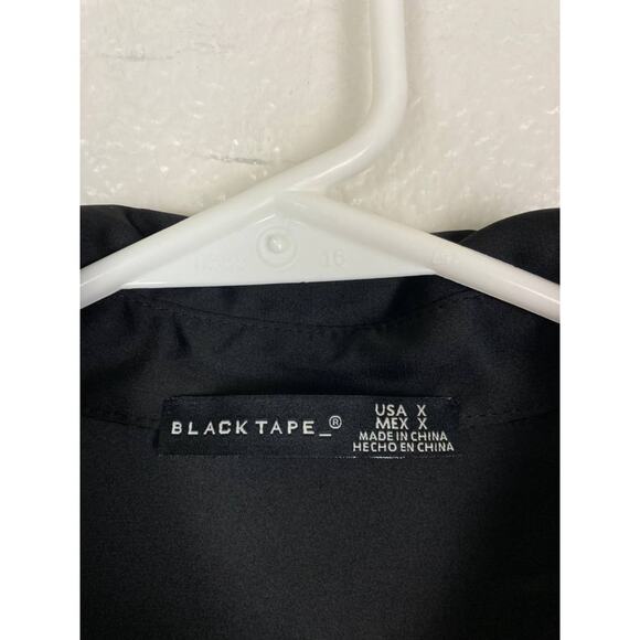 Black Tape Dress Tunic Shirt Black Button Front Long Sleeve Extra Large XL 16 - Picture 11 of 15